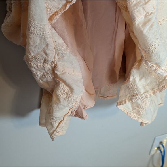 Altar'd State Peach Tiered Flutter Sleeve Lace Eyelet Babydoll Tunic Dress - Picture 6 of 8